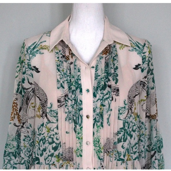 Anthropologie Maeve Ria Jungle Shirt Dress with Slip Size 4 - Picture 4 of 14